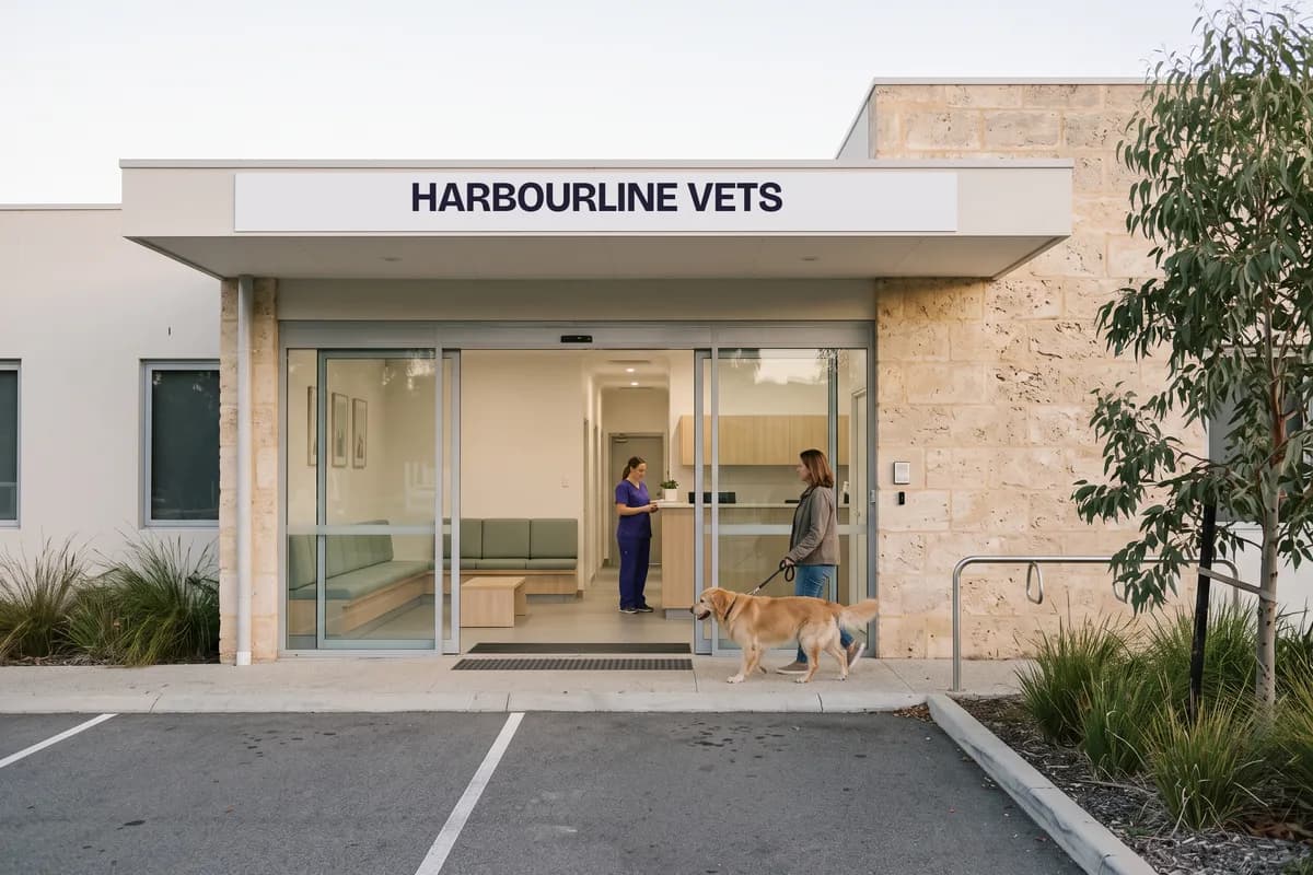 The Fremantle hospital, a single-storey limestone and render building with a wide covered entry